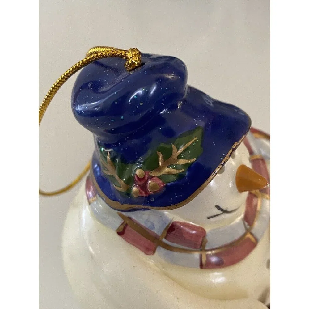 Crazy Mountain Ceramic Large‎ Ornament Snowman Holding Lantern Vintage 2000 NWT